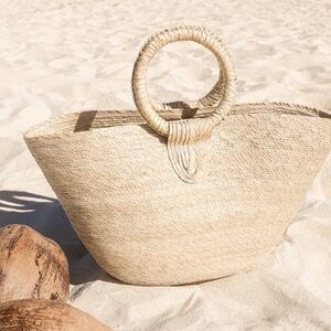 Lulus Beige Woven Straw Tote Bag